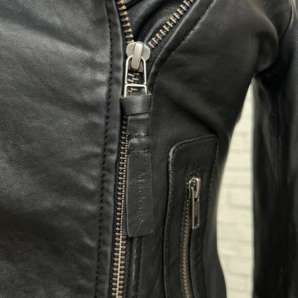 Mackage Kenya Black Leather Motorcycle Jacket XS Moto Jacket Ladies Tailored - Picture 9 of 16